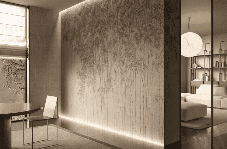 Carta da parati sartoriale con design zen e bambù